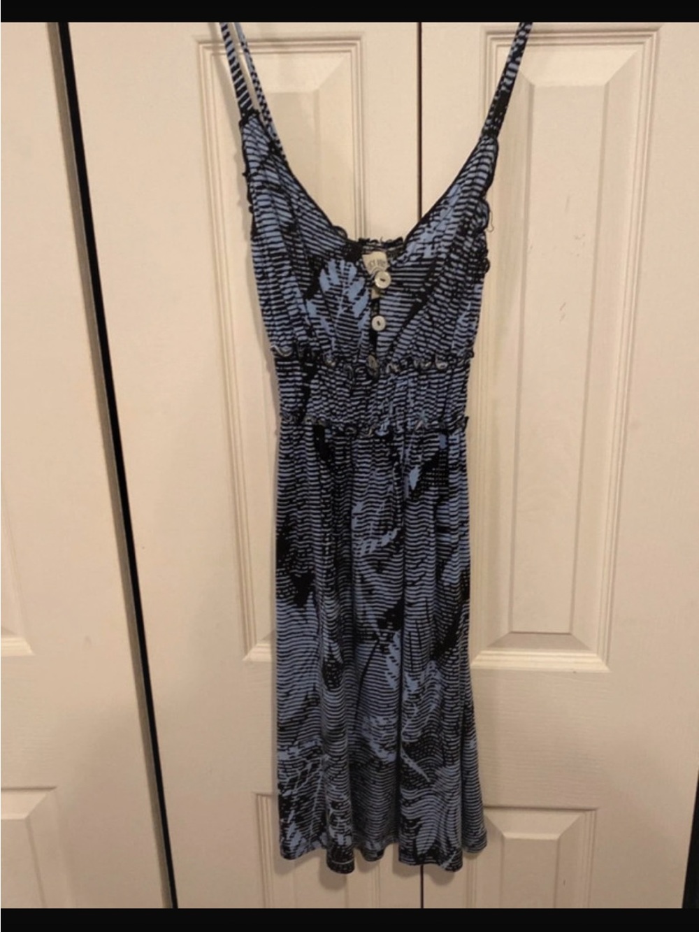 Pacsun Blue Patterned Spaghetti Strap Sundress